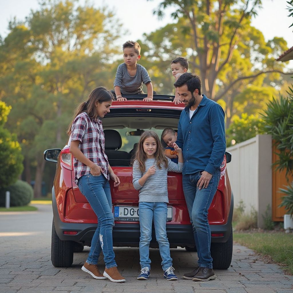 Familia Rodríguez con su nuevo auto familiar